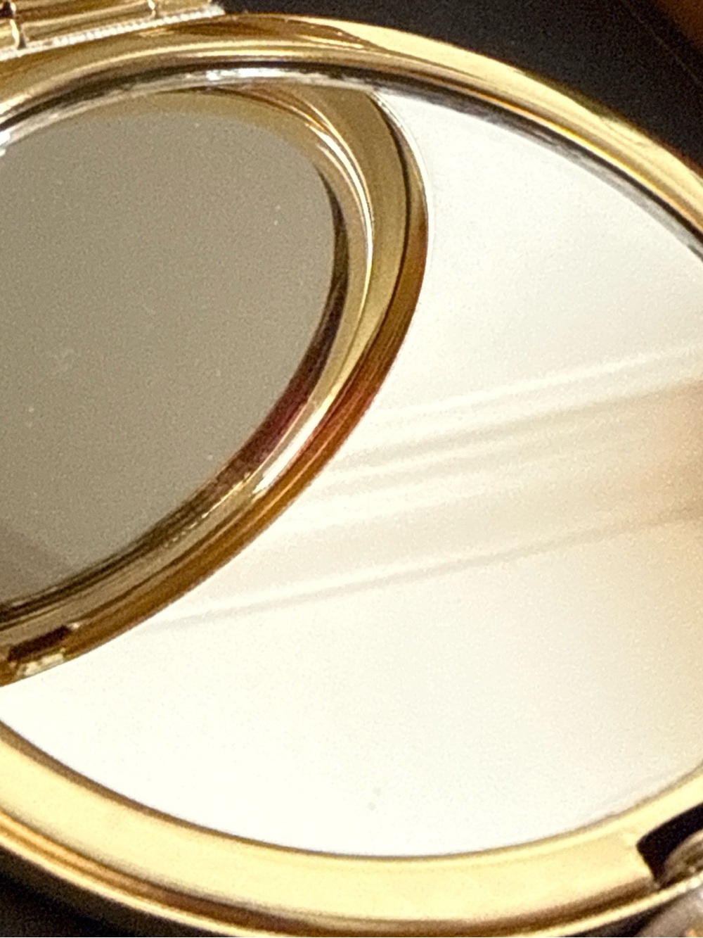 Monet Gold and Black Filigree Compact with Clear Rhinestones - Picture 5 of 6